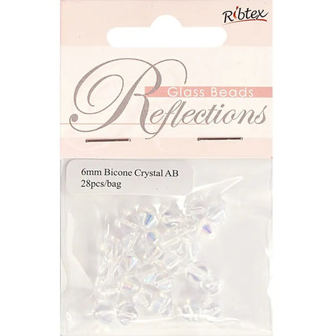 6mm Glass Bicone Beads (available in 2 colours)